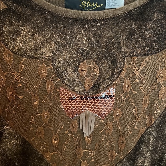 Graced by Starr copper suede skirt /lace leather suede trim sweater szM - Picture 5 of 14